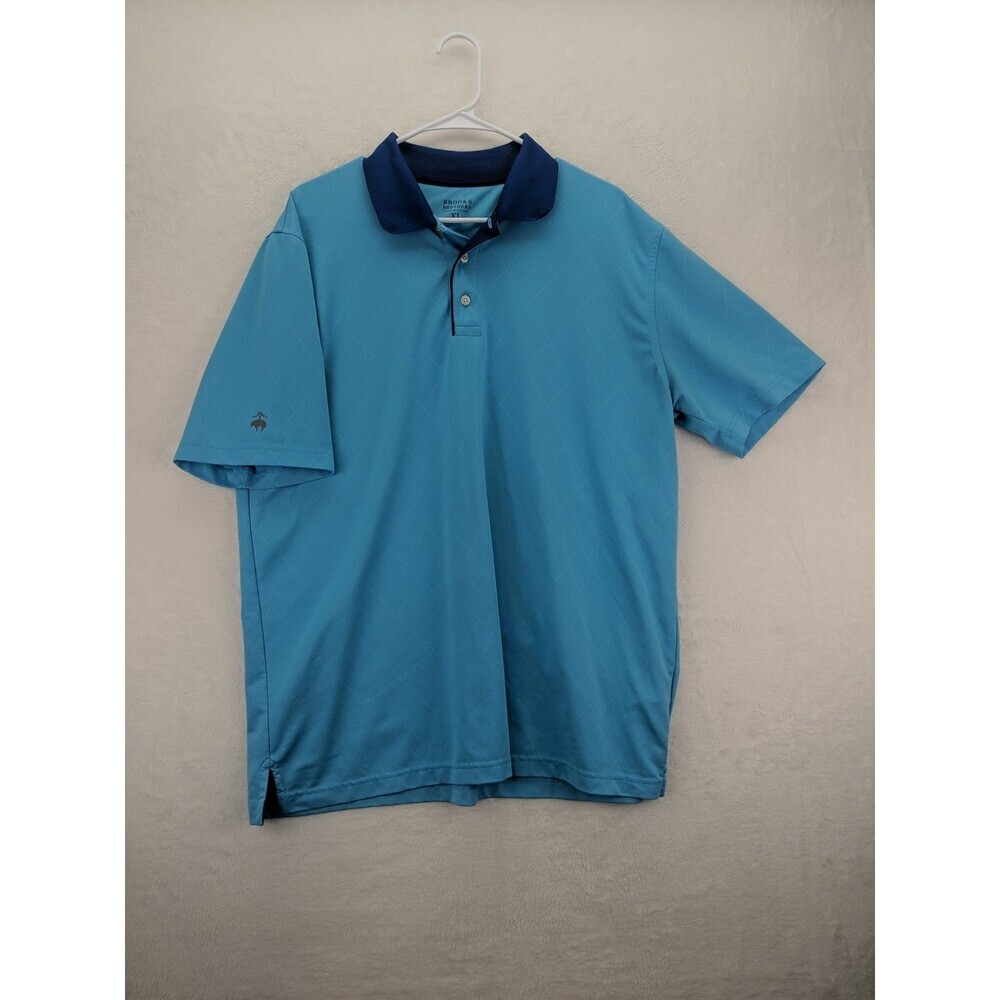 Brooks Brothers Two Tone Blue Performance Polo Mens XL Short Sleeve Breathable - Picture 11 of 12